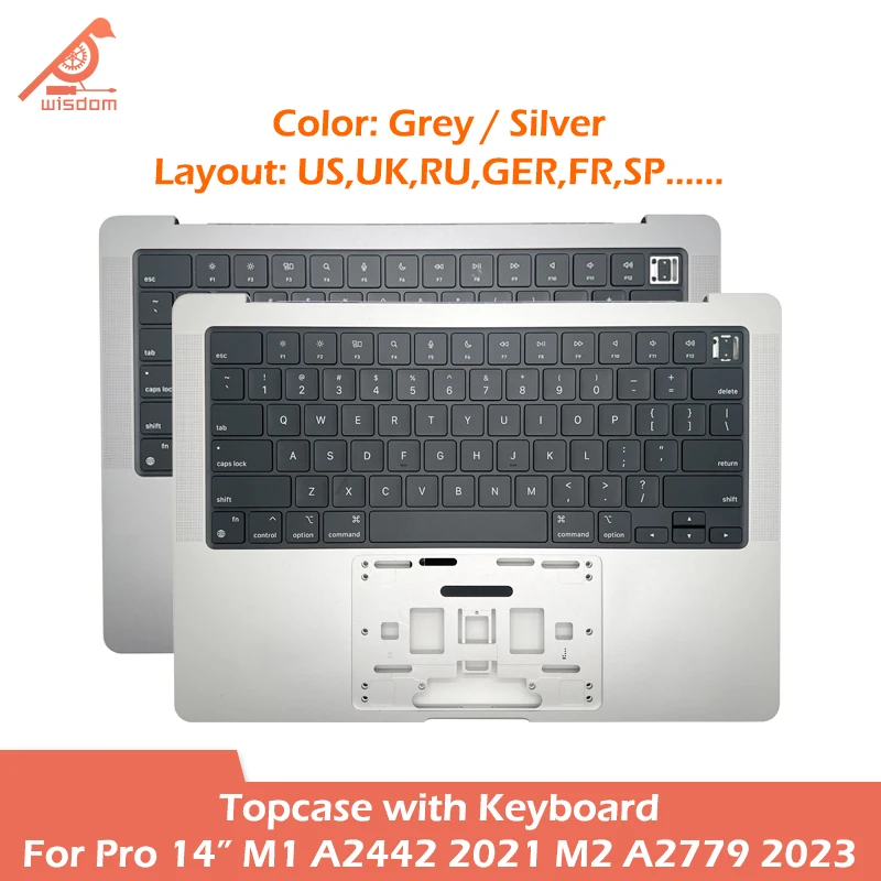 Laptop Grey Silver Topcase Keyboard For Macbook Pro Retina 14