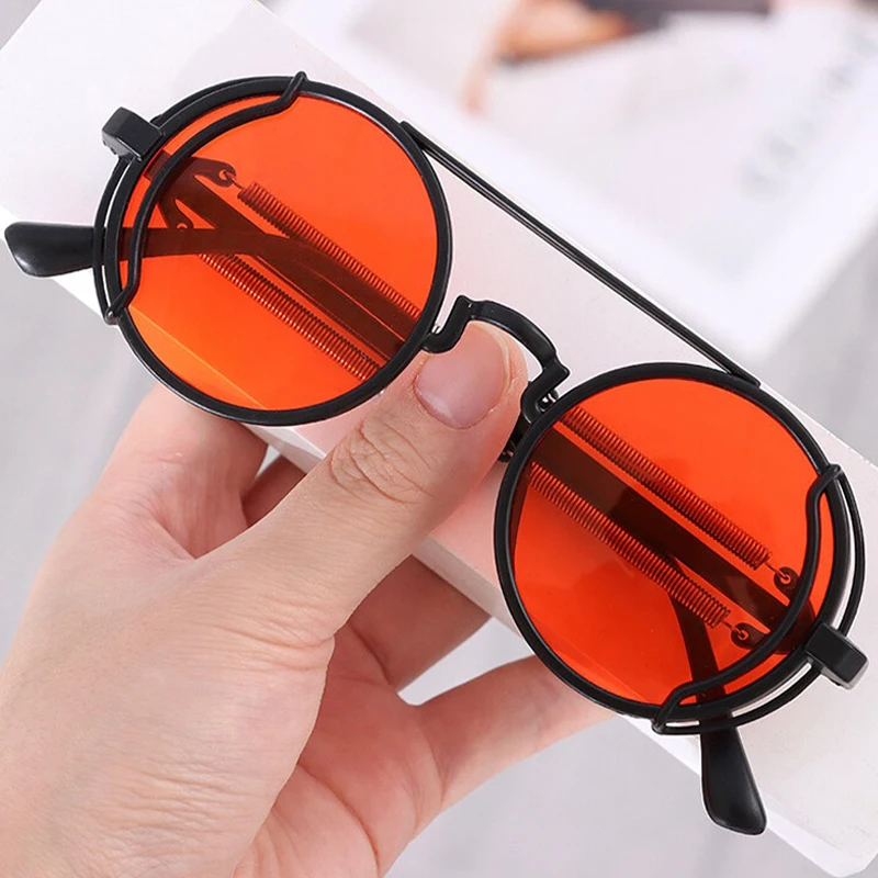 Steam Punk Metal Spring Frame Sunglasses for Women Men UV400 Resin Lens Unisex Sun Glasses Universal Car Moto Accessories 1 Pair