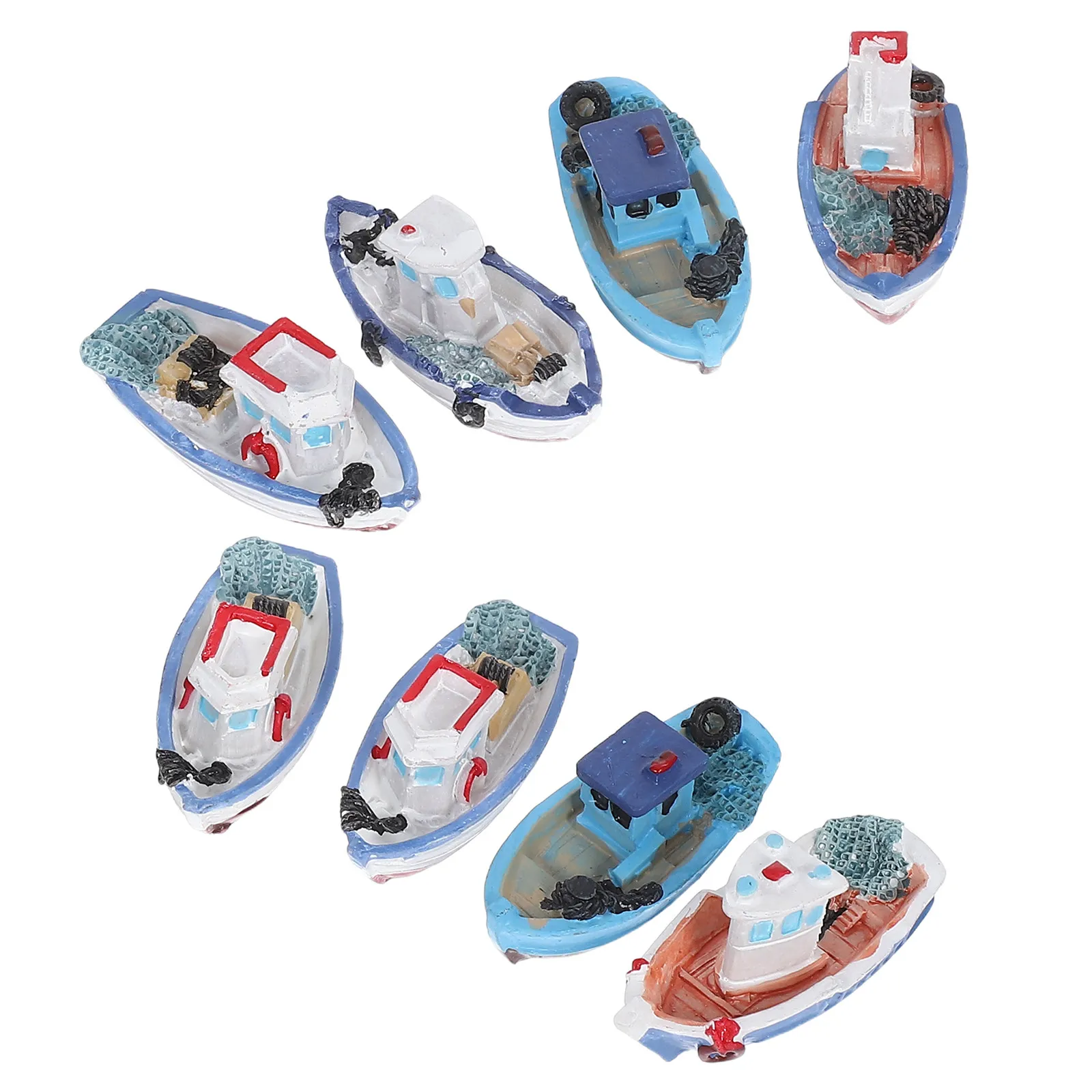 

8Pcs Mini Beach Boat Decorations Premium Miniature Ornament Set for Beach Sandbox Mini House Decor Coastal Desktop Decoration