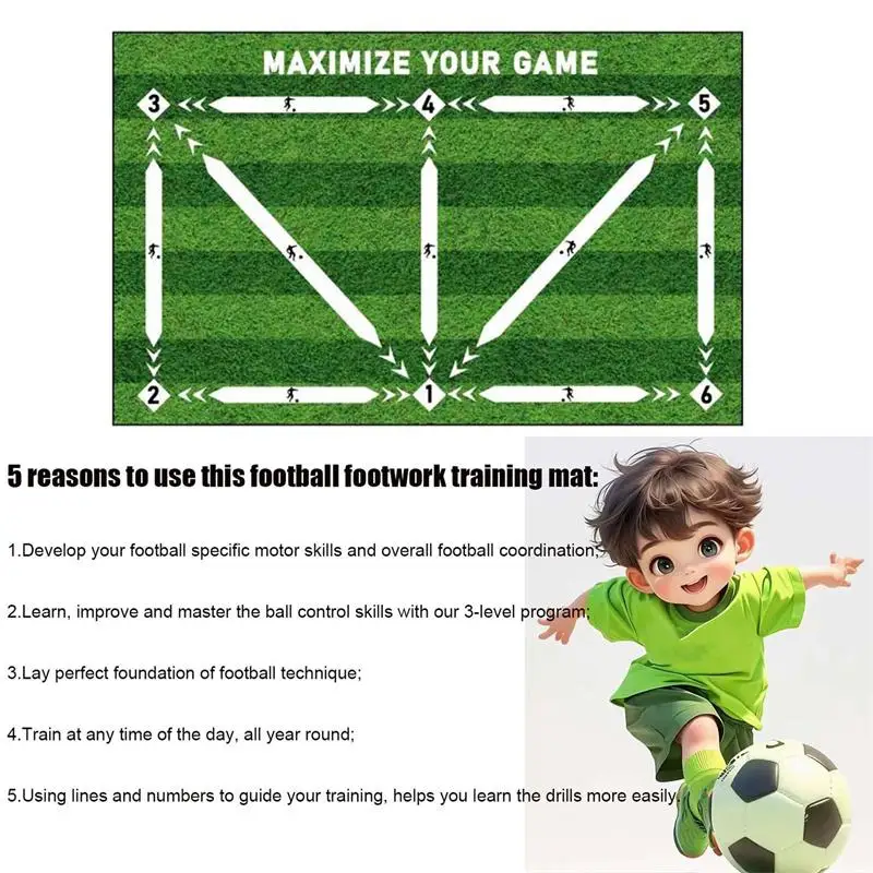 Football Training Mat Rubber Non Slip Exercise Mat Football Door Mat Soccer Skills Training Pad Agility Football Training