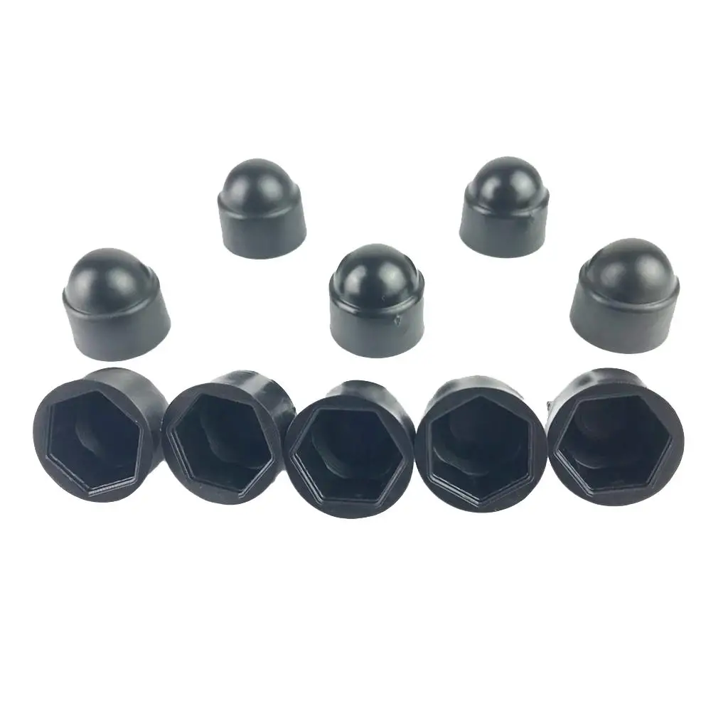 10Pcs 18mm Car Wheel Tyre Nut Bolt Exterior Lug Nut Hexagonal Bolt Protector Black M8 Anti-Rust Auto Hub Screw Cover