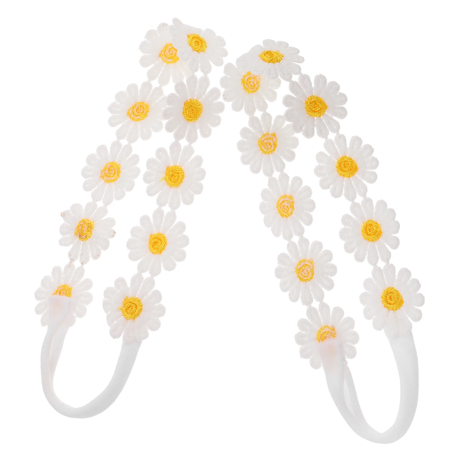 

2pcs Realistic Daisy Sunflower Elastic Headbands Boho Style Fresh Colors Vacation Beach Women Hair Accessories