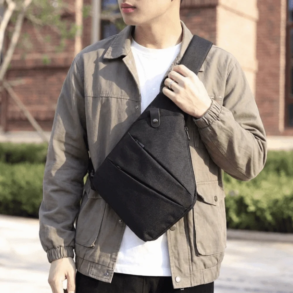 Multifunctional Oxford Cloth Outdoor Shoulder Bag Waterproof Solid Color Crossbody Backpack Sturdy Durable Sling Bag Hiking