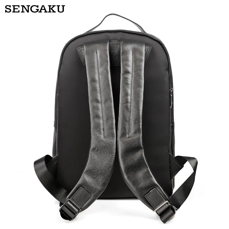

Новая кожаная мужская школьная сумка черного цвета, деловой рюкзак, сумка для ноутбука, офисный пригородный рюкзак, двойные сумки на плечо
