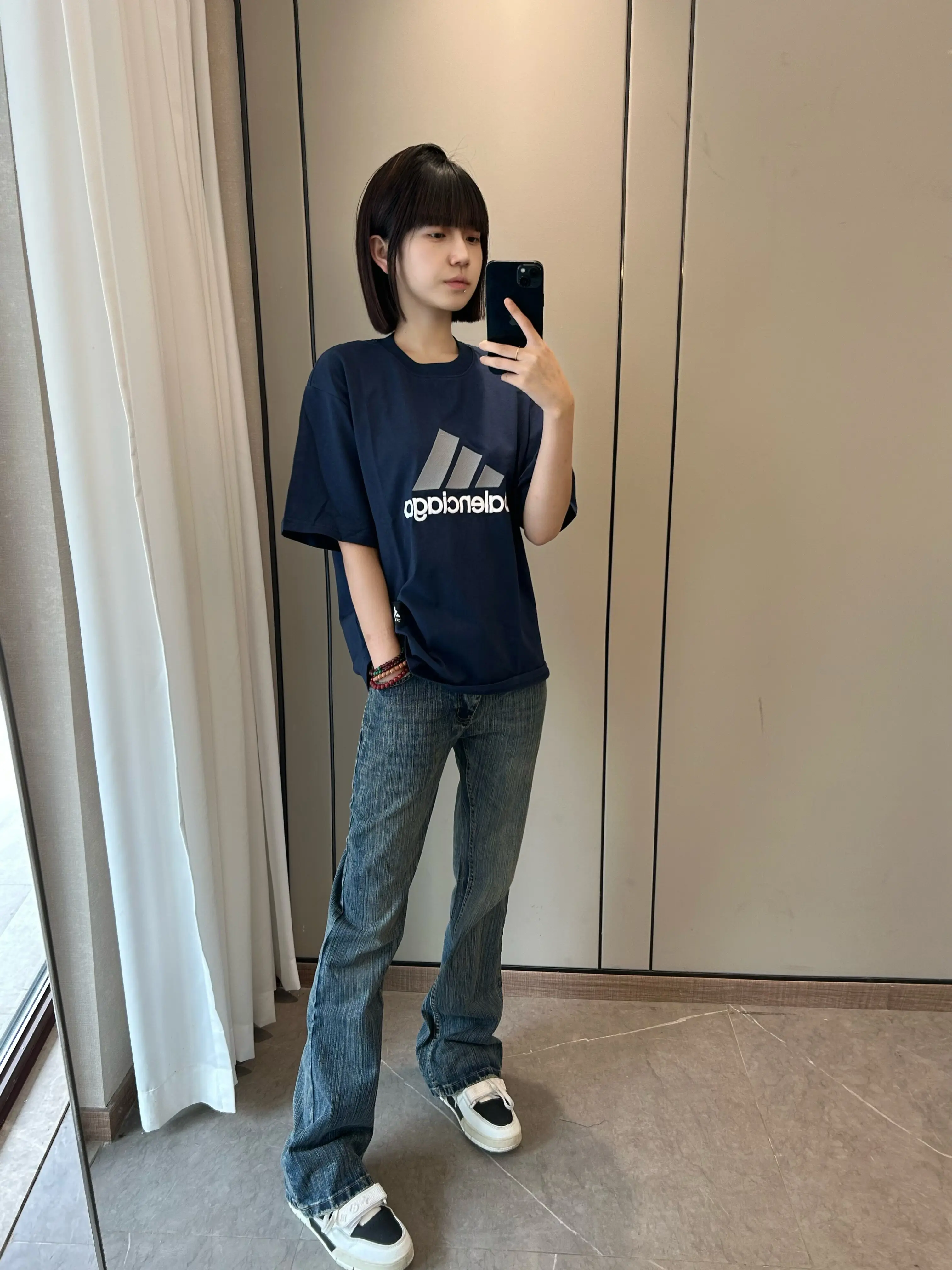 Retro American High Street Cleanfit Blue Micro Flared Straight Leg Slimming Men Women Jeans Bamboo Fiber Patterned Denim