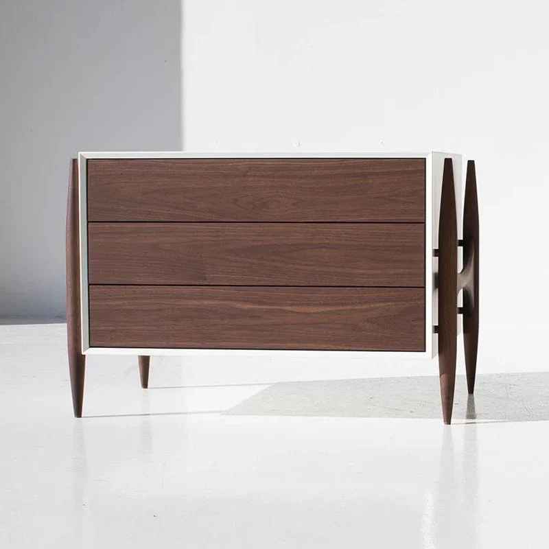 

Nordic solid wood three bucket cabinet, wall storage side cabinet, modern drawer cabinet, minimalist storage cabinet