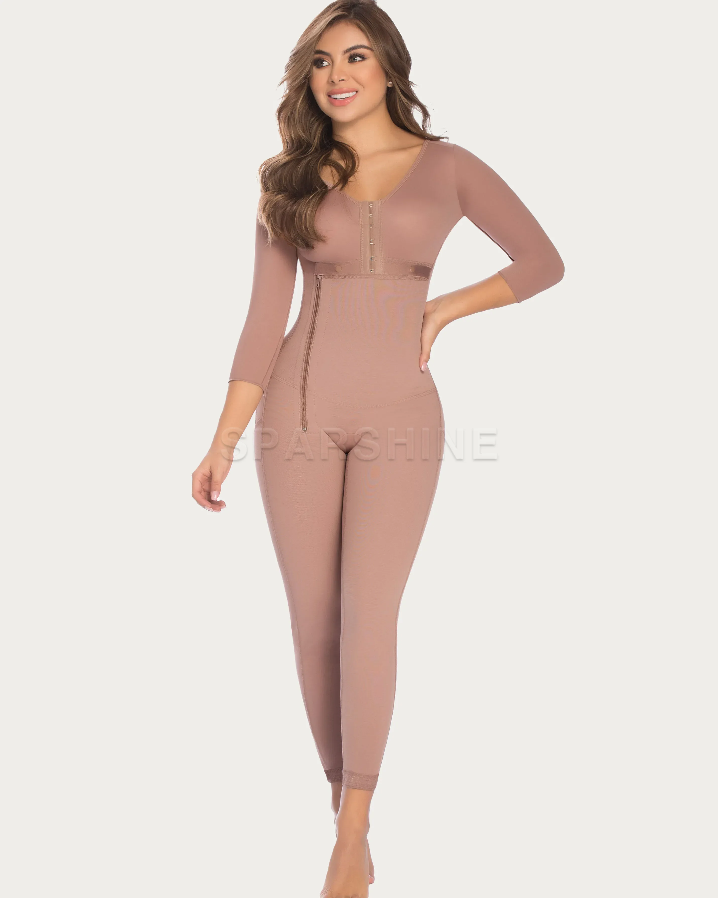 Long Sleeve Shapewear Hand Waist And Back Control Faja Cosmetic Recovery After High Compression Surgery Girdle