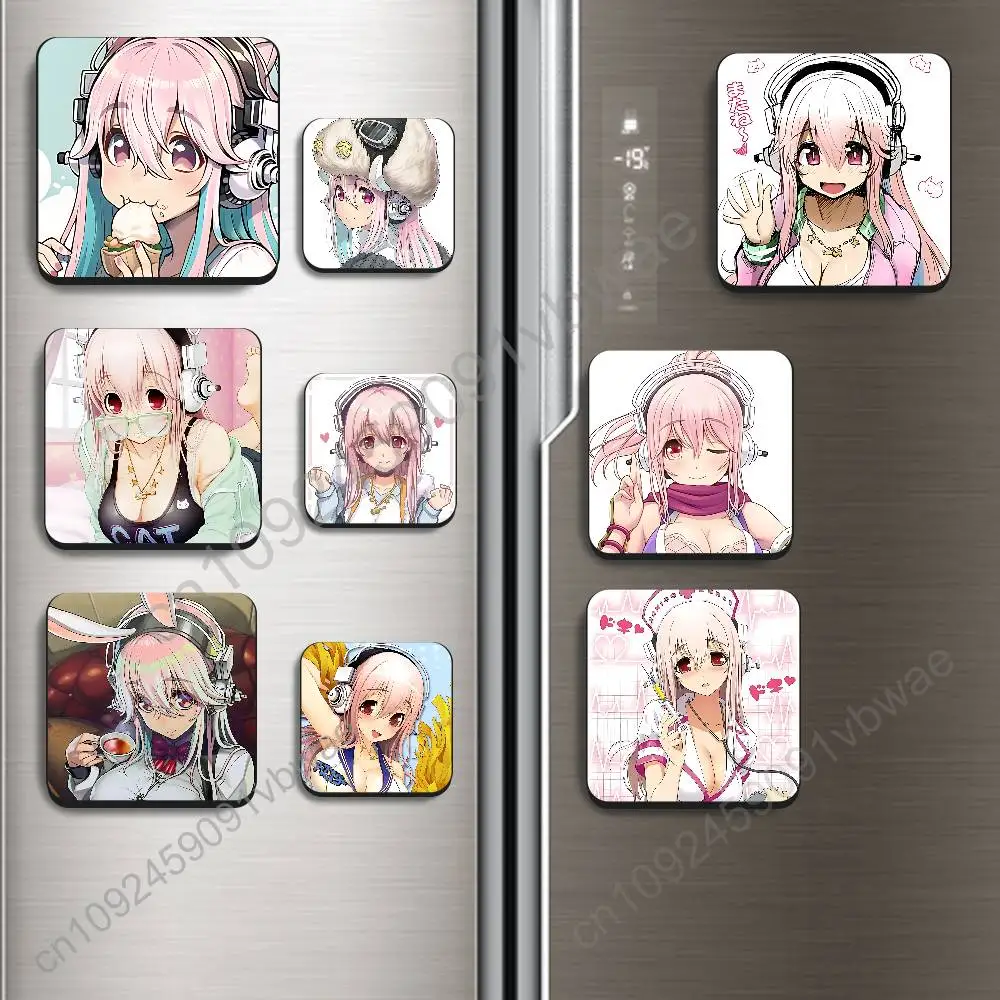 Pink long hair Super Sonico BestSelling Refrigerator Magnetic Sticker Fridge Magnets Adhesive to Metal Surfaces Leaves