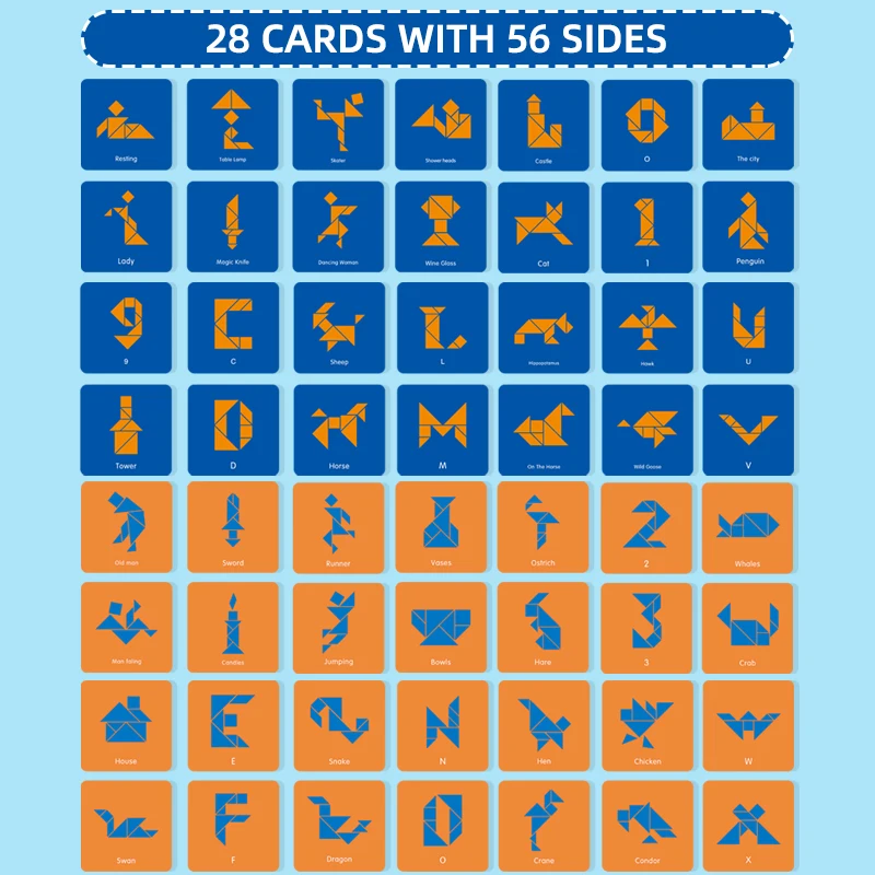 Houten Tangram-puzzel met controlekaarten Creatief spel voor kinderen Vroeg educatief speelgoed Hand-oogcoördinatie