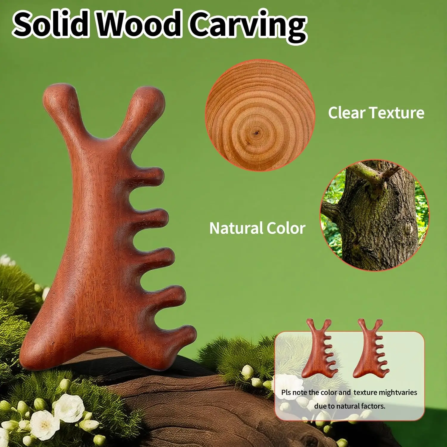4 in 1 Sandalwood Massage Comb Five Teeth Round Ball Comb Scalp Neck Body Meridian Massage Comb Anti-Static Smooth Hair Brush