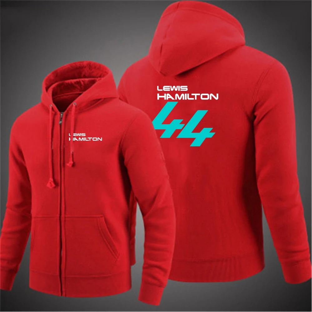 F1 Driver Lewis Hamilton Digital 44 Men's Zipper Hoodie Sweatshirt Cardigan Solid Color Classic Jackets Outerwear tops Clothing