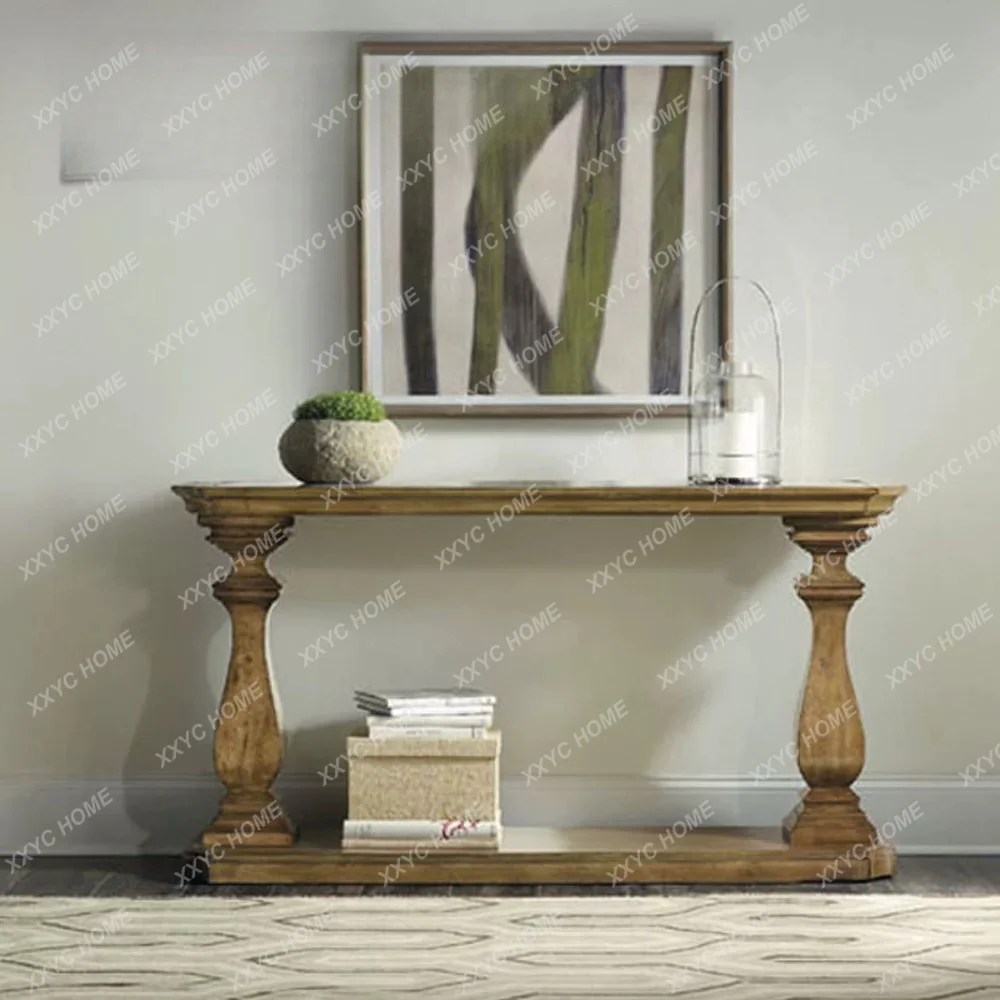Solid Wood Console  Home Bar Table Hallway Entryway Narrow Table Against Wall Side