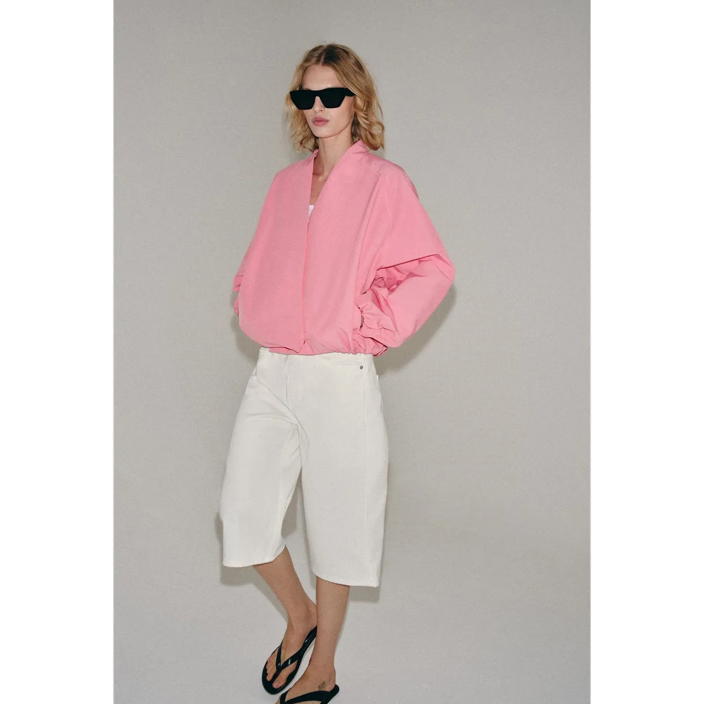 Fall New Arrival Women's Simple Long Sleeve V-Neck Double Breasted Pilot Jacket Outerwear Casual Loose Polyester Fiber