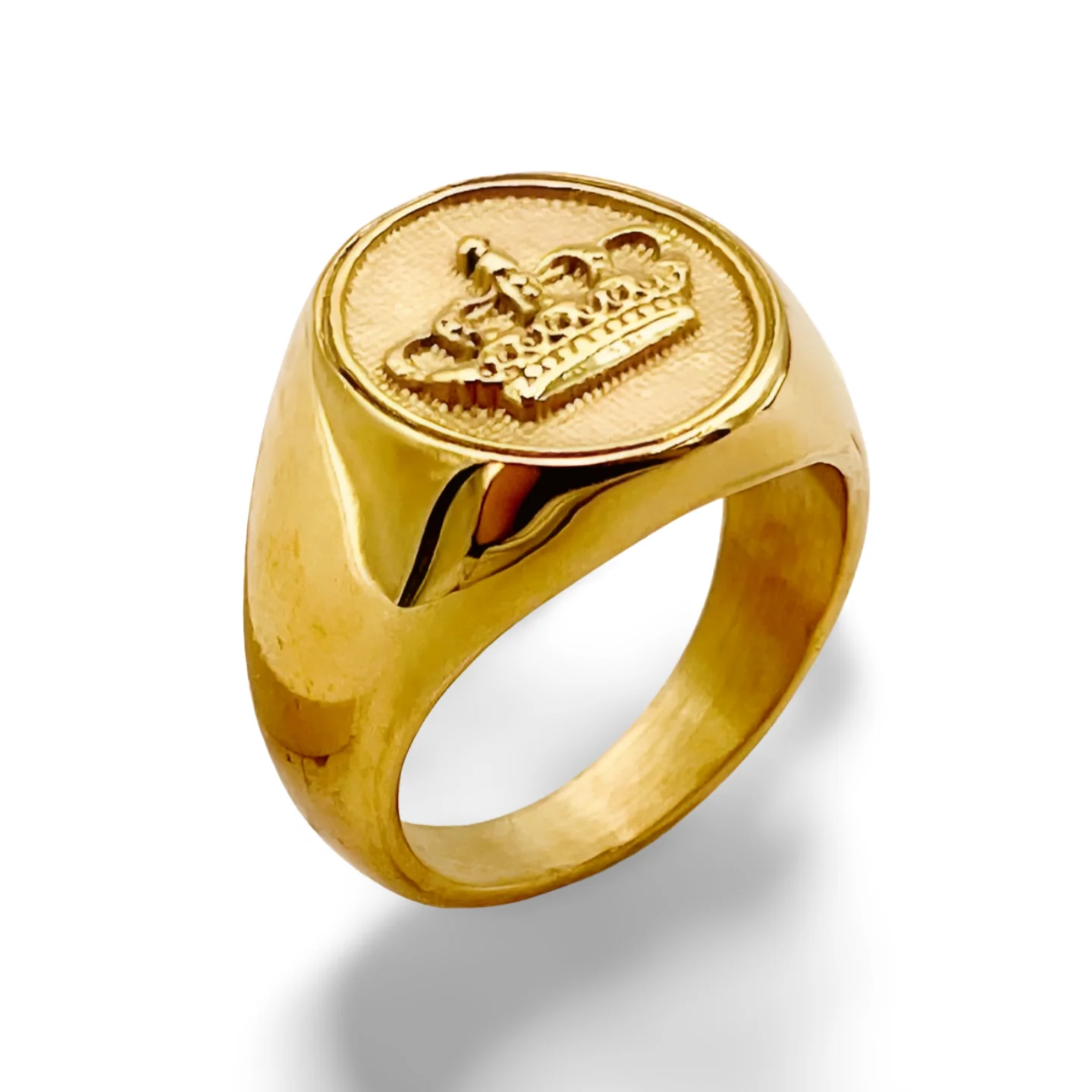 1 قطعة تاج أنيق بسيط تنقش الدائري 14K مطلية بالذهب الفولاذ المقاوم للصدأ أنيق اكسسوارات الرجال والنساء البنصر