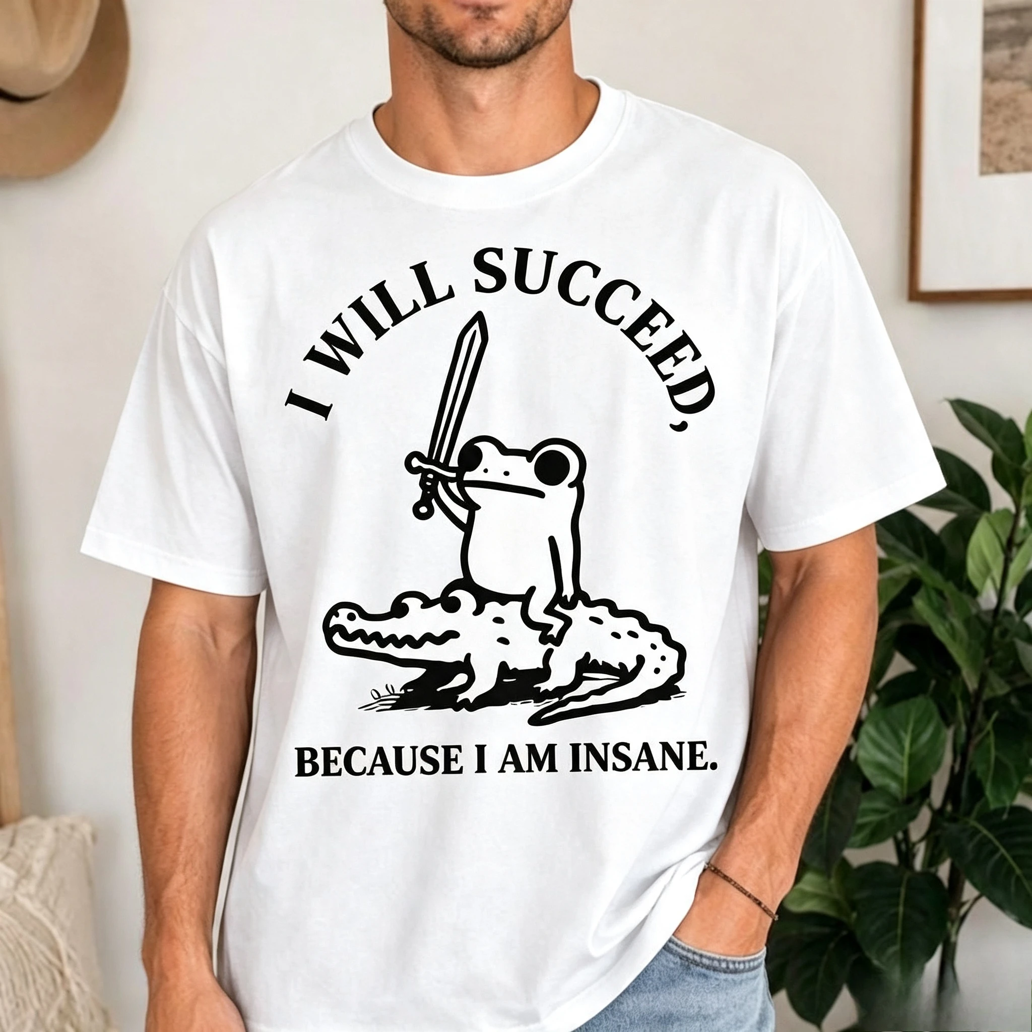 Ich werde erfolgreich sein, weil ich ein verrückter Frosch bin. Lustiges Meme-Frosch-Shirt, Krokodil-Tier-Humor-Geschenk, hochwertiger Modetrend Y2K – Detail 8