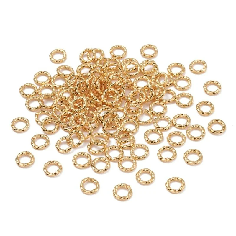 20-100PC Brass Open Jump Rings Long-Lasting Plated Twist Ring Real 18K Gold Plated for Jewelry Making DIY Bracelets