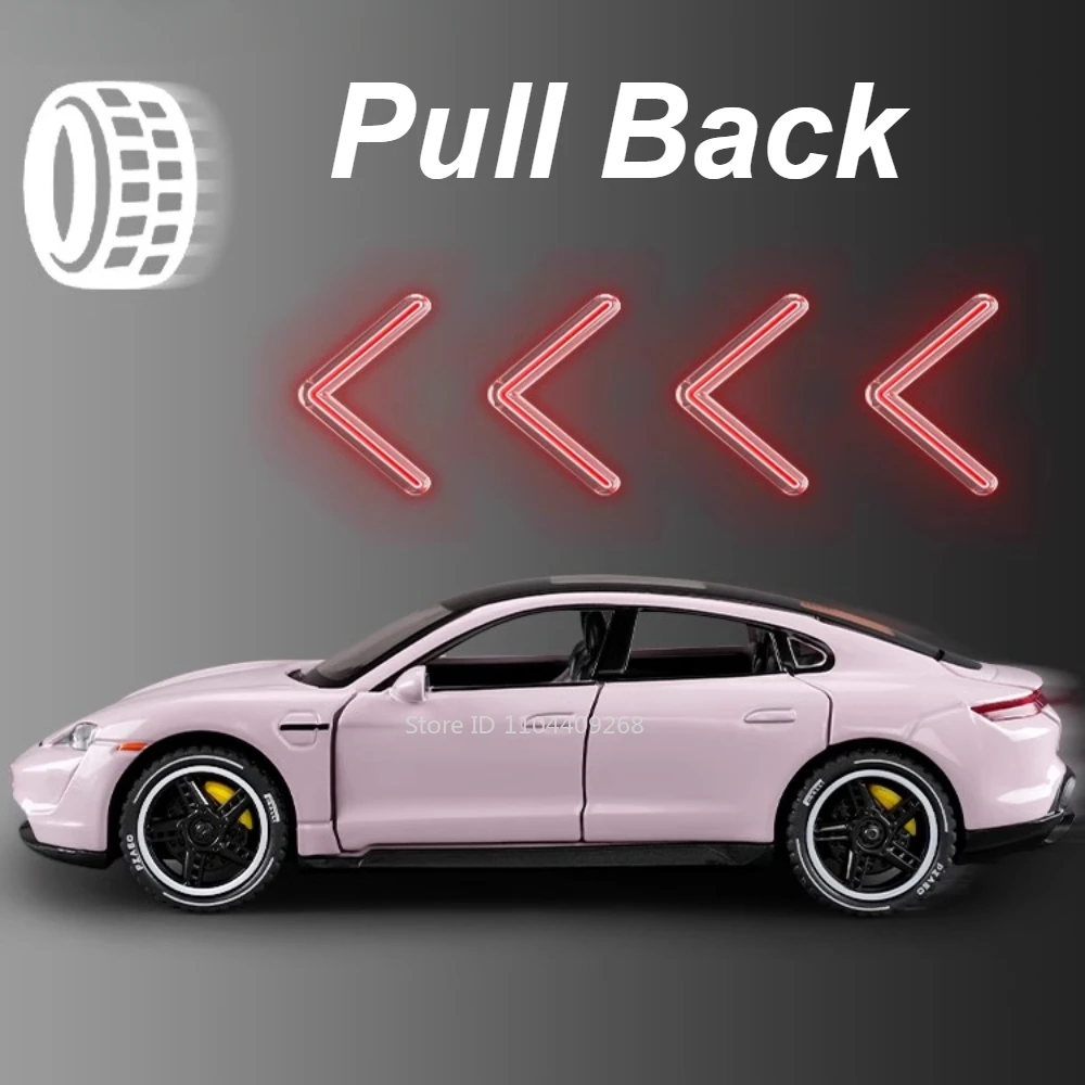 Scala 1:32 Taycan 911 GT3 Modello di auto sportiva Giocattolo Diecast in metallo Suono Luce Tirare indietro Veicoli in miniatura Collezione di giocattoli Ornamenti