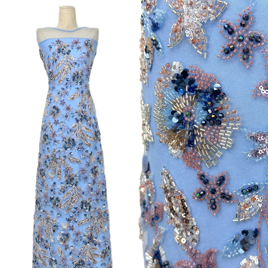 

Luxury African Sequins Lace Fabric High Quality French Heavy Groom Embroidery Beaded Lace Fabric Nigerian For Women Party Dress