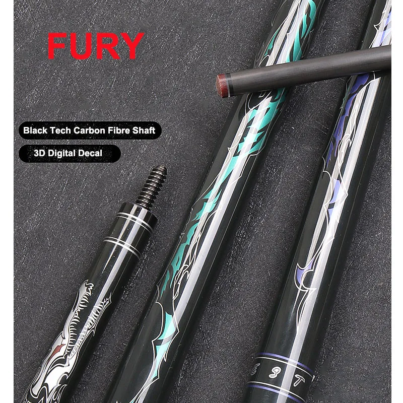 NEW FURY Billiard Stick 13mm Tip Size Break Cue Stick Carbon Fibre Shaft 1/2 Split Break Cue