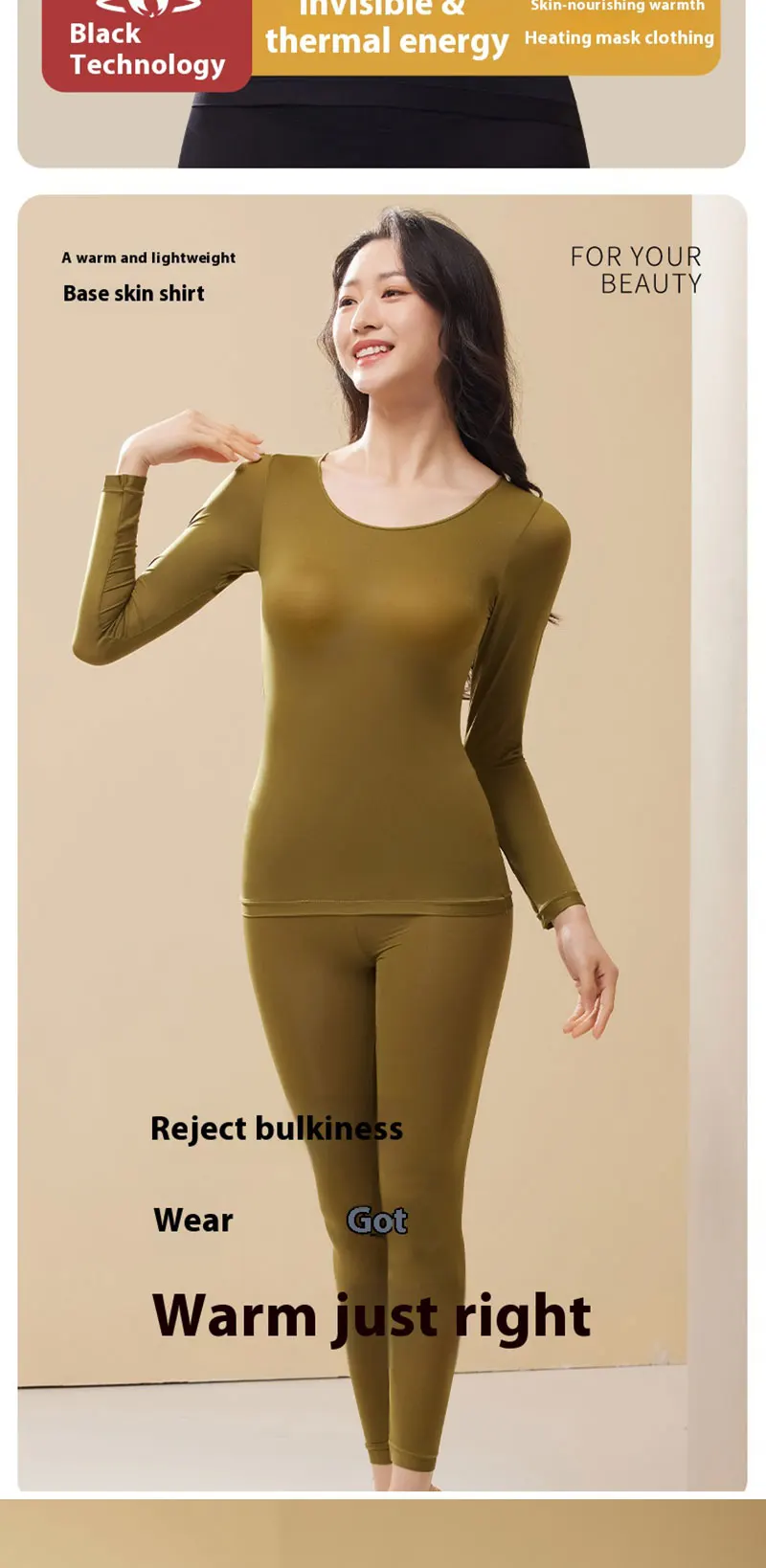 1 Set Sexy frauen Thermo-unterwäsche Winter Kleidung Nahtlose Dicke Warme Dessous Frauen Thermische Kleidung Set Frau 2 stück – Detail 2