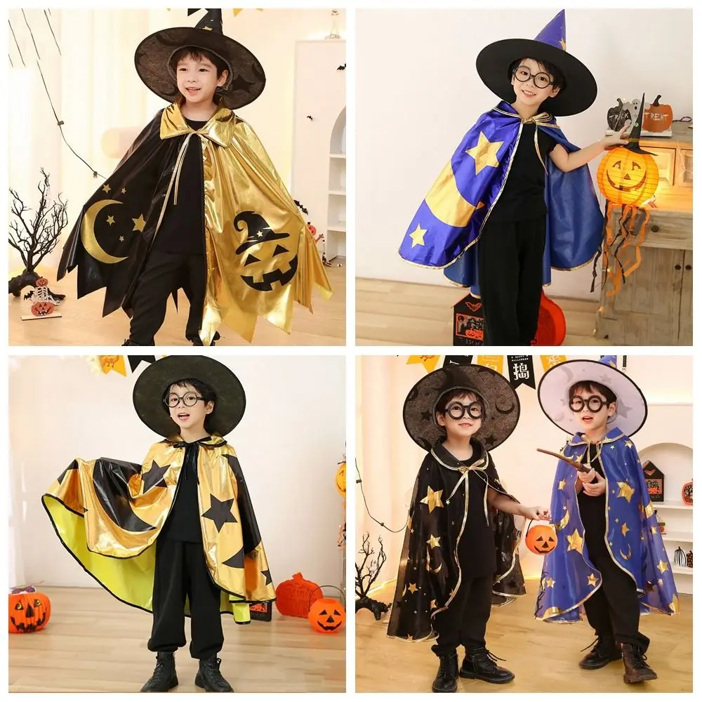 Tovenaar Kinderen Halloween Kostuums Heldere Kleur Kostuum Cosplay Props Kinderen Heksen Gewaden Puntige Hoed Mantel Halloween Cosplay Cape