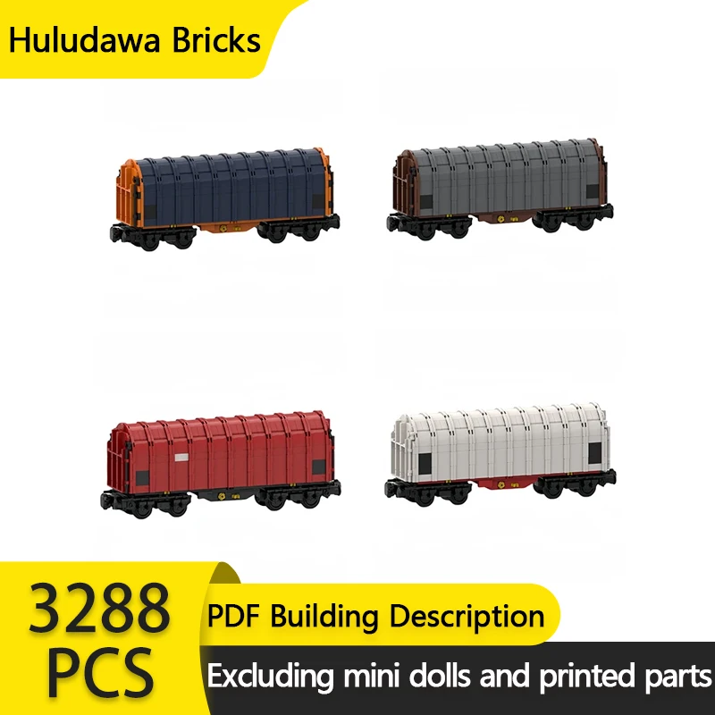 

City Car Model MOC Building Bricks Sliding Tarpaulin Wagon Train Modular Technology Gifts Holiday Assemble Children Toys Suit