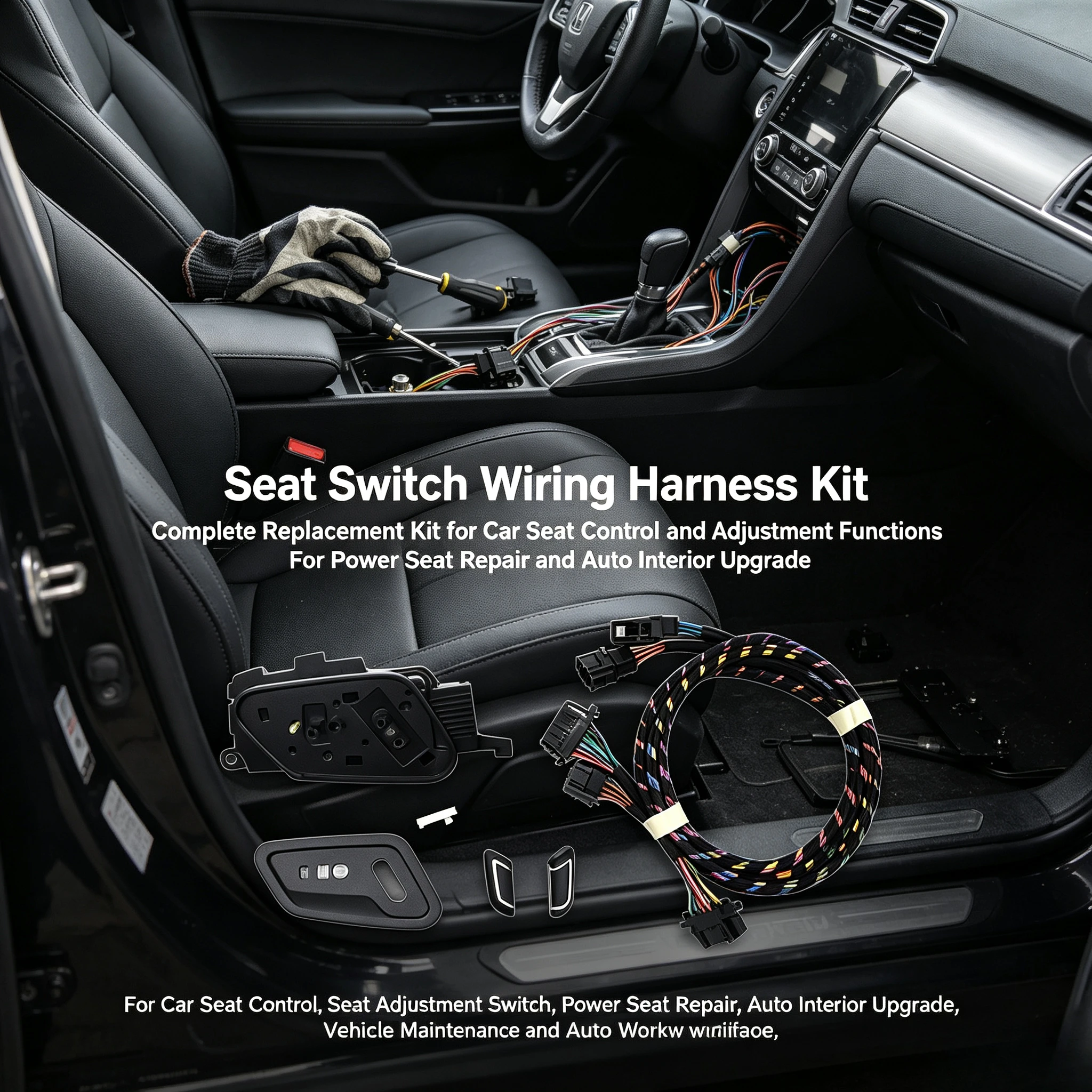 Front Power Seat Adjustment Switch Button, Driver & Passenger Side Seat Control Button Replacement, Compatible