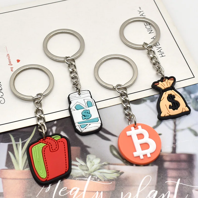 1pcs New design Rubber Keychain Currency Key Ring Calculator Dollar Money Tree Purse Key Chains Souvenir Gifts Jewelry