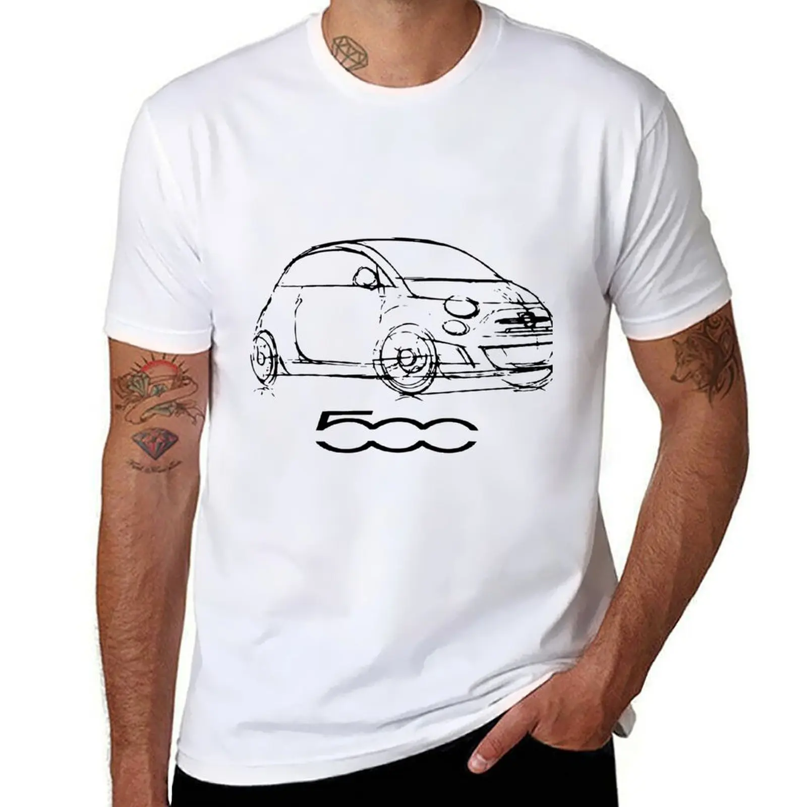 

Fiat Abarth 500 Sketch - Black T-Shirt t shirts for man pack cotton t shirt personalised