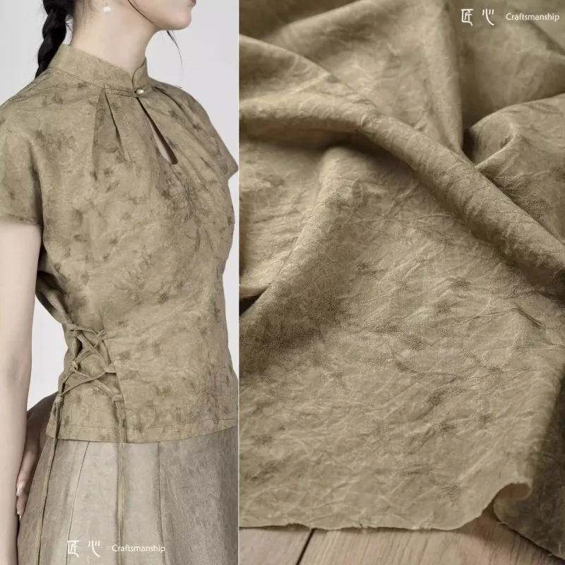 

Тонкая хлопково-льняная ткань с цветочным ретро-темным узором для дизайнерской модной одежды, ткань для шитья своими руками на метр, материал