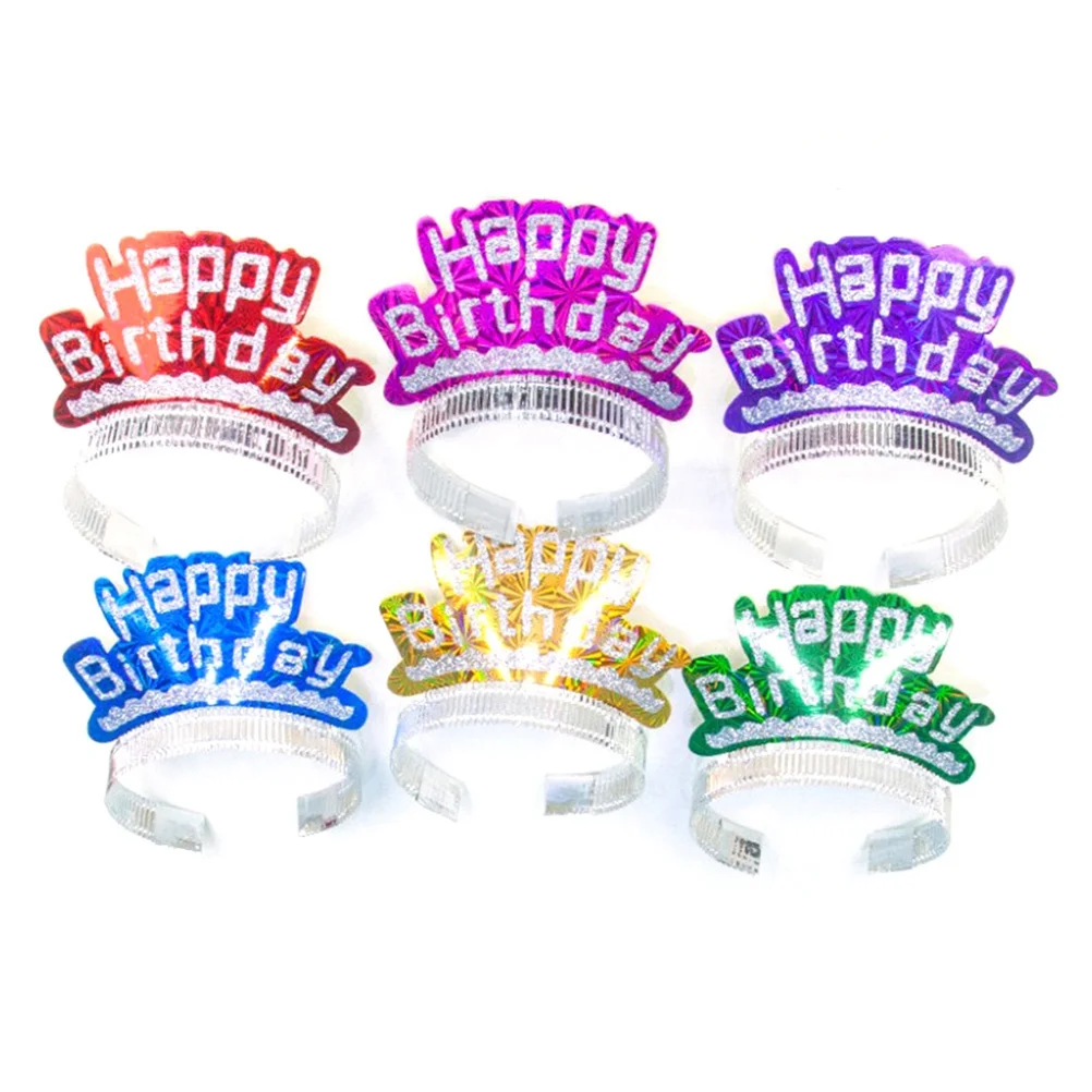 

6Pcs Children Crown Birthday Hats Glitter Durable Party Decoration Birthday Party Supplies Reusable Assorted Colors