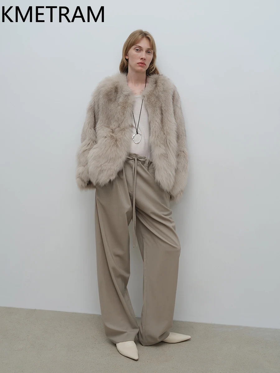 Manteau de fourrure de renard finlande naturelle pour femme, veste en vraie fourrure de haute qualité, nouveau dans les vestes en fourrure, vêtements d'hiver pour femme, 2025 шу onder