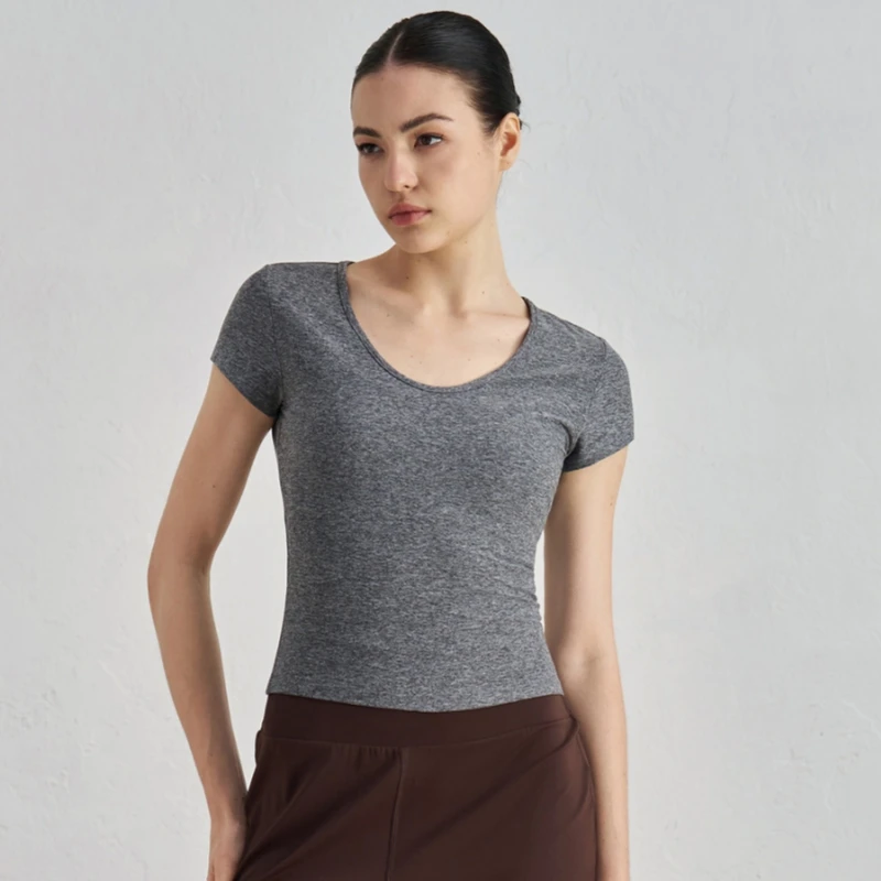 Sports Short Sleeves Yoga T-Shirt Top For Women Lightweight Breathable Sport Sweater Outerwear For Running Fitness