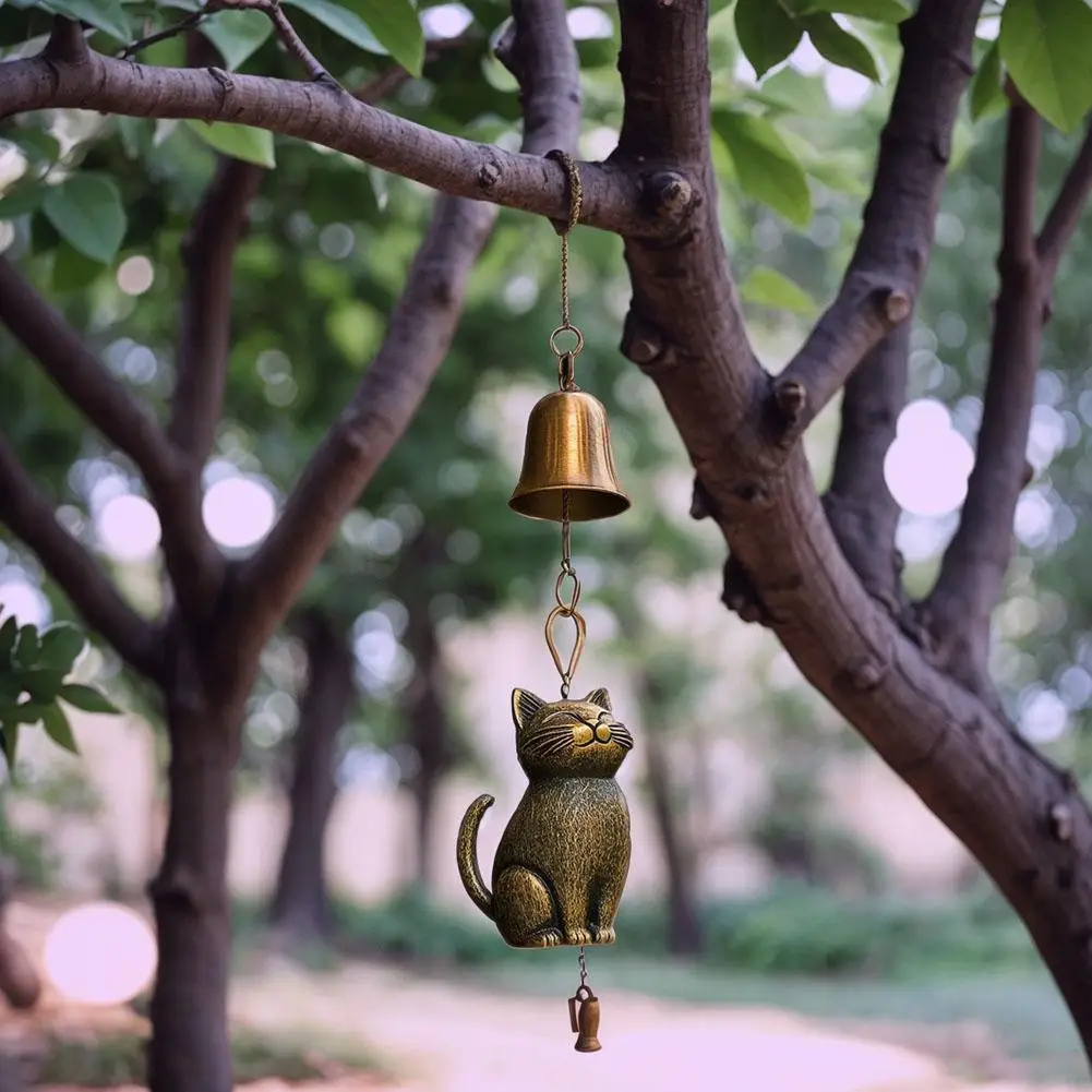 Dzwonki wietrzne ręcznie robione kotki 2025 do ogrodu, na podwórko, na drzwi, dekoracje wietrzne z kotem, nierdzewne metalowe ozdoby do zawieszenia na werandzie ogrodowej.