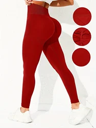 Fashionable Solid Color Butt Lifting Sports Leggings - Sculpting High Waistband for Yoga & Running - Premium Womens Activewear