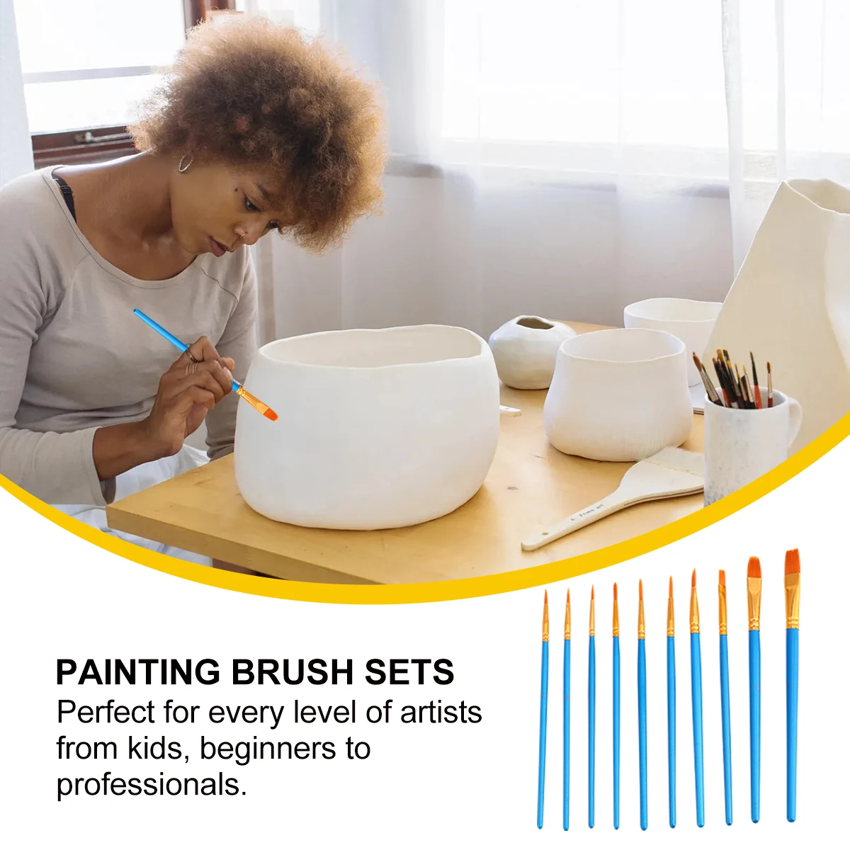 

10Pcs Painting Brush Set Durable Nylon Hair for Watercolor Acrylic Oil Paint Art Tools Suitable for Kids Beginners Travel