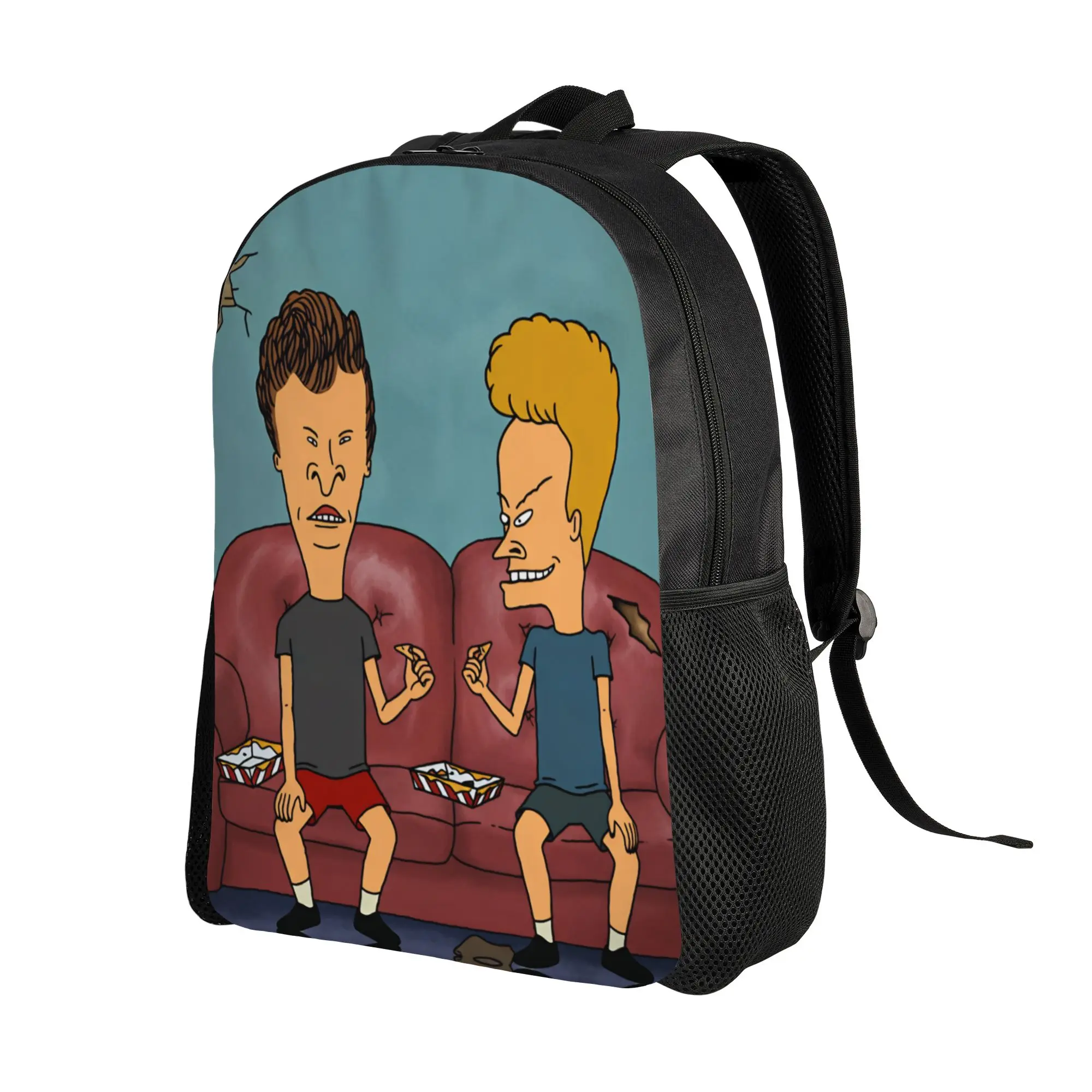 Beavis And Butt Head On Sofa Eating Chips Backpack Backpacks Student Unisex Travel Soft High School Bags Colorful Rucksack