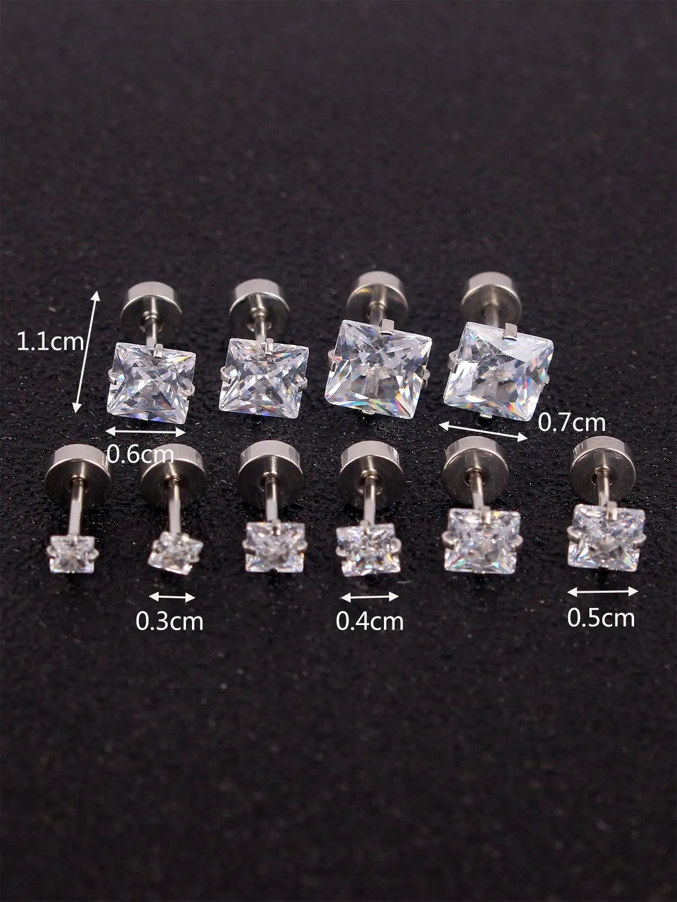 1-5pairs Simple Square Stainless Steel Stud Earrings For Men And Women, Suitable For Daily Wear And Gifts