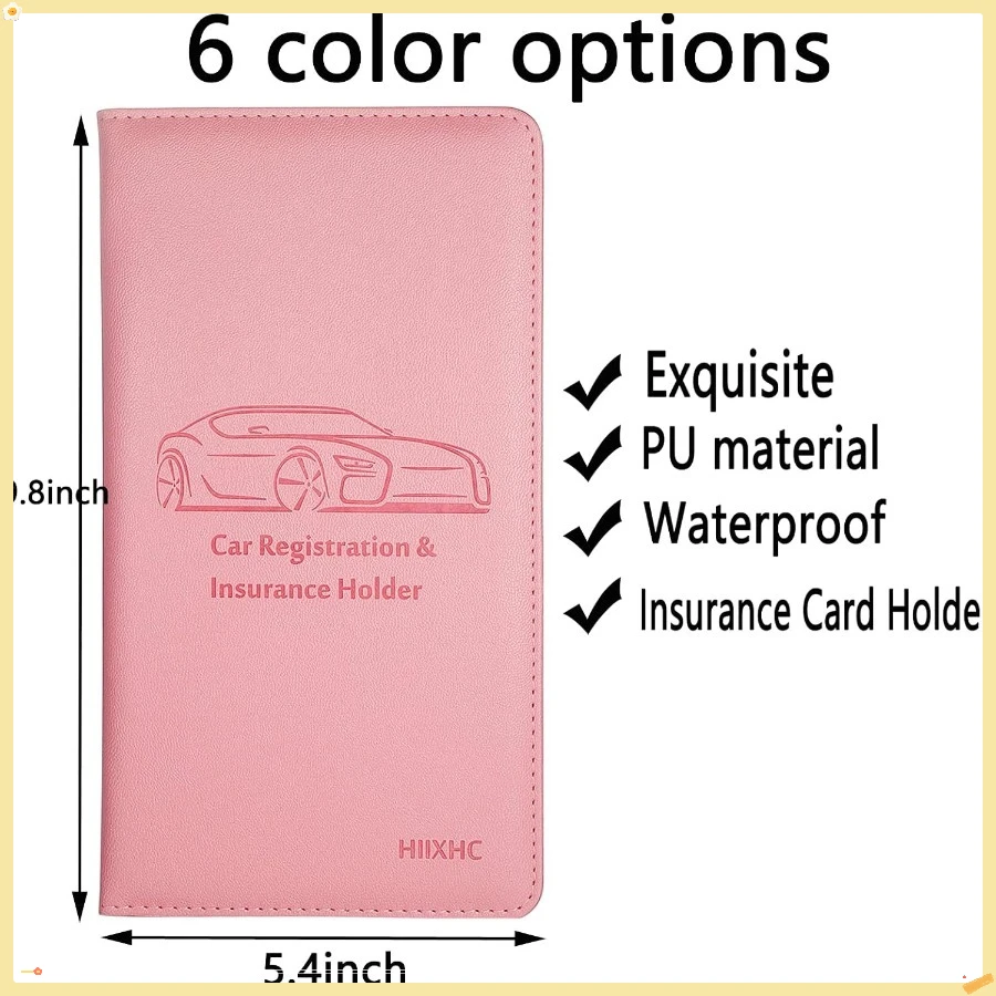 حامل بطاقة تسجيل السيارة والتأمين - صندوق قفازات السيارة الجلدية، منظم حافظة المحفظة الورقية لوثائق السيارات #2
