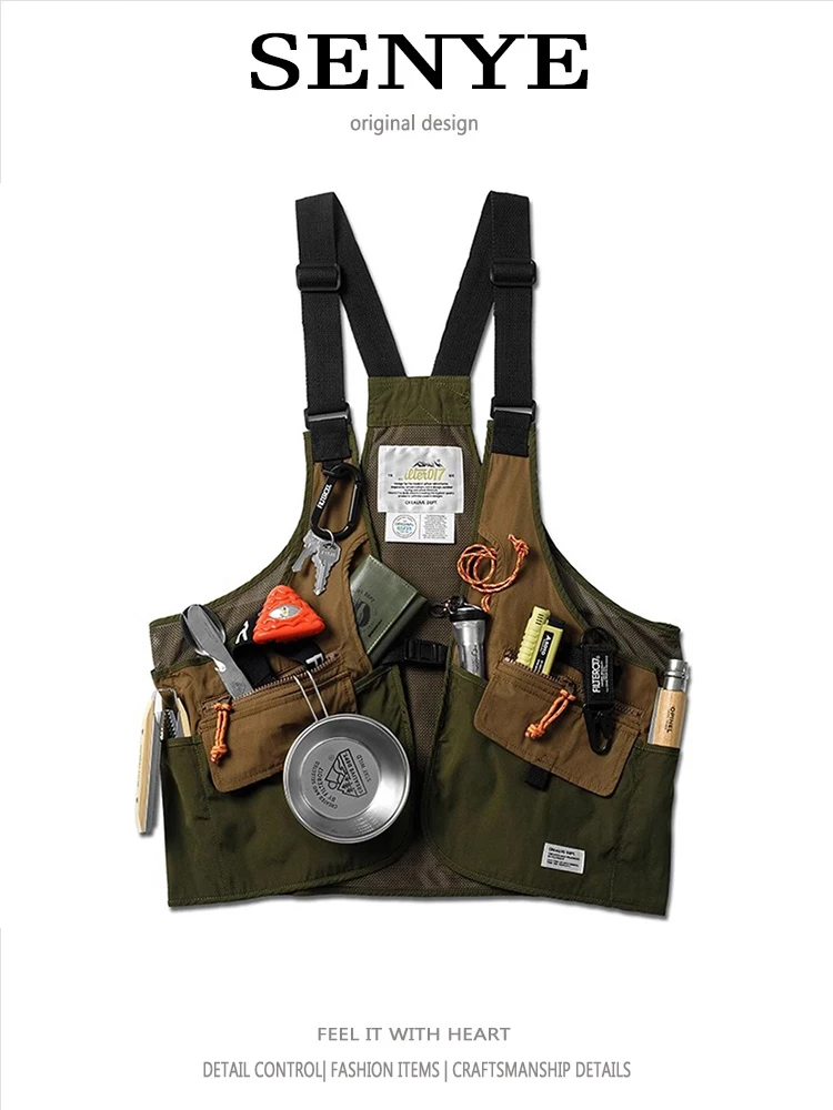 

Весенне-летняя рабочая одежда, жилет, мужской уличный функциональный тактический жилет с несколькими карманами для рыбалки, куртка в американском стиле в стиле ретро, новинка 2023 года