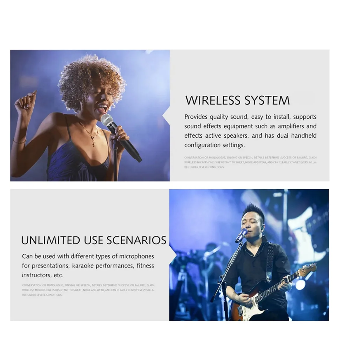 FFYY-Sistema de micrófono inalámbrico profesional UHF Dispositivo de mano de frecuencia fija de 4 canales para escenario, fiestas en casa, iglesias