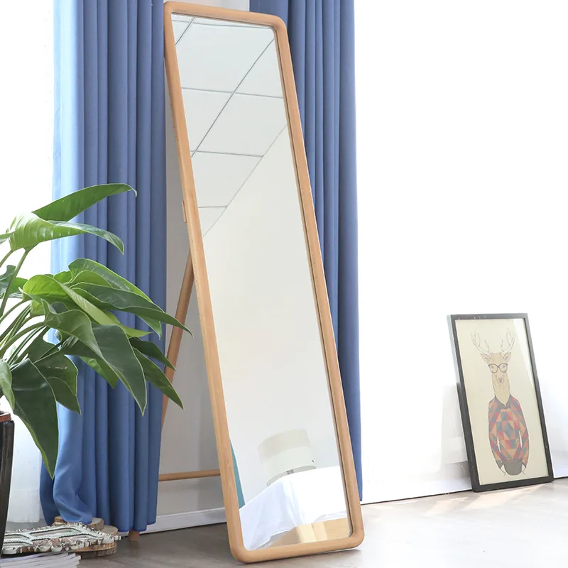 Зеркало в полный рост из цельного дерева, напольное зеркало в полный рост, бытовое зеркало от пола до потолка, магазин одежды для спальни