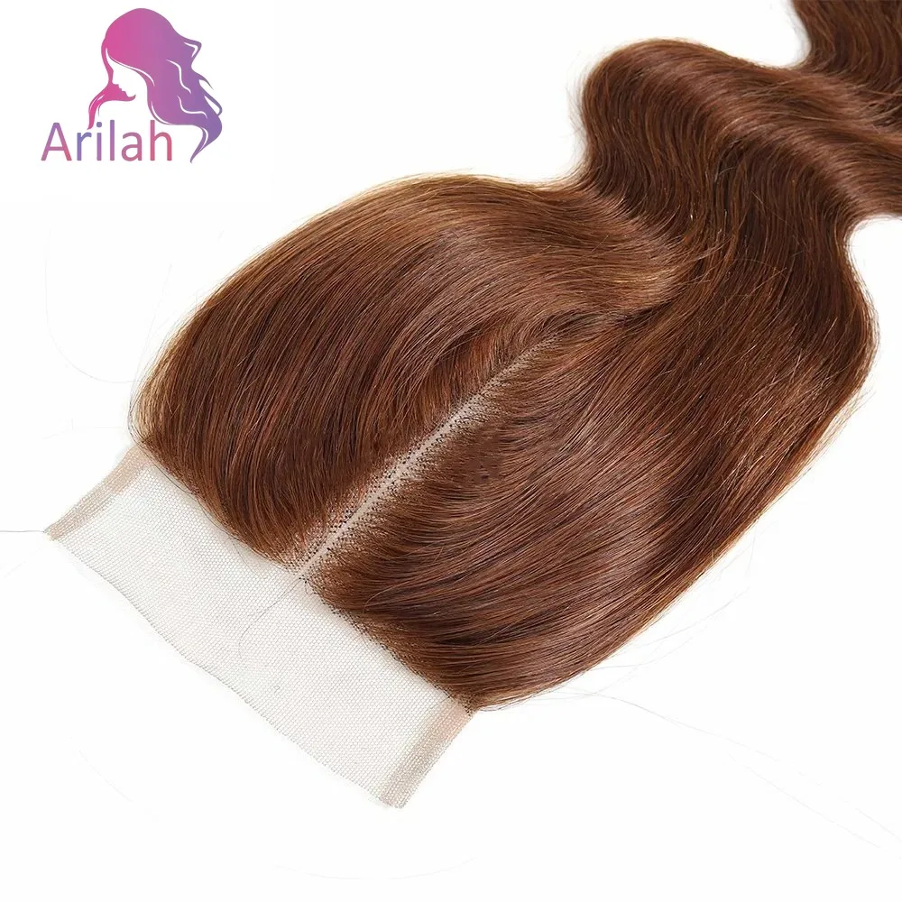 

Chocolate Brown 4x4 5x5 Lace Closure Human Hair Body Wave 4# Brown 13x4 Lace Frontal PrePlucked For Black Women 10-22 Inch