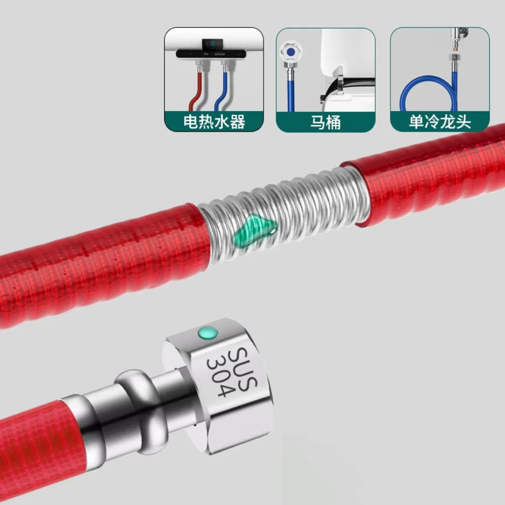 

Flexible Handheld Shower Head Hose Stainless Steel Corrugated Pipe Water Heater Hose Universal Anti Winding Water Inlet Pipe