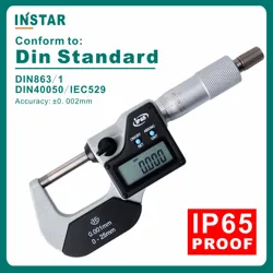 Digital Micrometer IP65 Oil Proof 0-25mm 0.001mm High Accuracy DIN Standard Industrial Quality 25-50mm 50-75mm 75-100mm