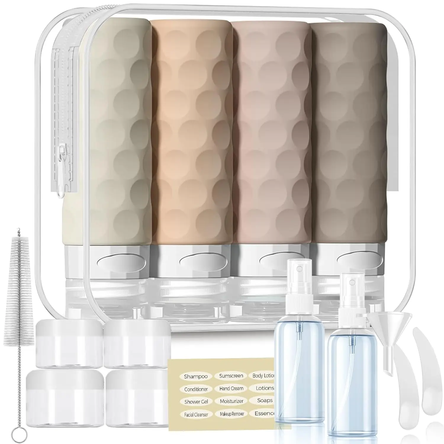 16-Pack TSA Approved Leak-Proof Travel Bottles Set with Toiletry Bag for Liquids and Creams