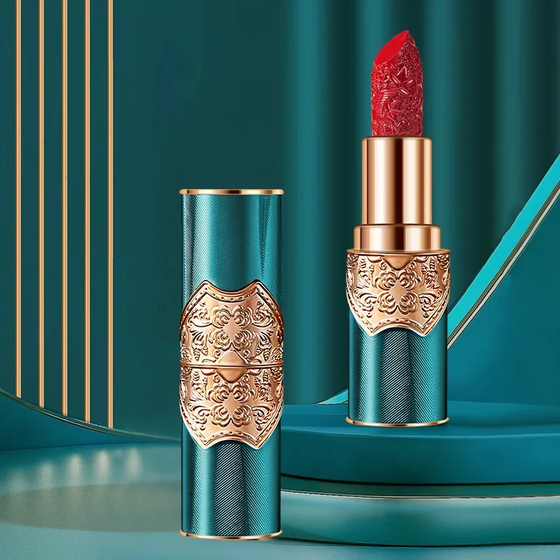 Retro Engraved Lipstick Chinese Red Engraved Velvet Mist Sense Moist Waterproof Non-Stick Cup Not Easy To Fade Lipstick Cosmetic