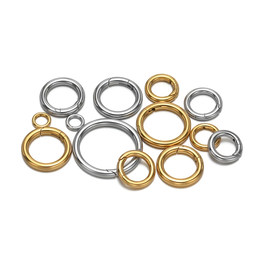 

2 шт., круглые пружинные застежки из нержавеющей стали, пряжки, разъемы для ювелирных изделий «сделай сам», брелок для сумки, зажимы для изготовления крючков, принадлежности для ожерелья, оптом