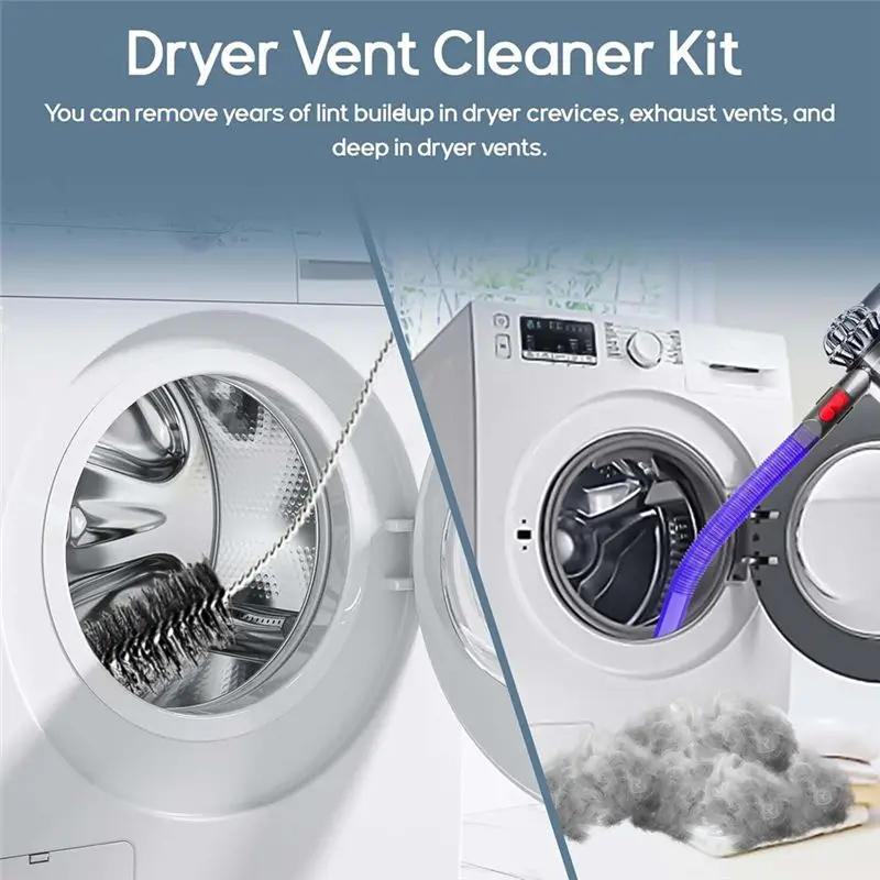 ABBZ-5PCS Dryer Vent Cleaner Kit  For Dyson V7 V8 V10 V11 V12 V15 V6  Dryer Vent Attachment   For Corners And Gaps Lint Removal - view 2