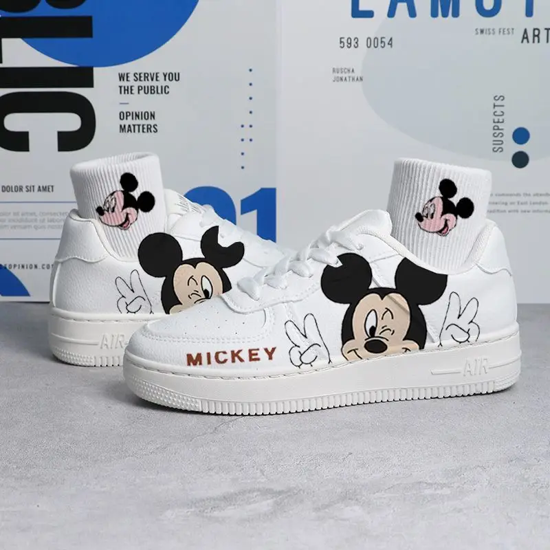 2024 Summer Little White Female Cute Stitch Mickey Mouse Pooh Bear Winnie Cartoon Board Student girl man shoes women Shoes